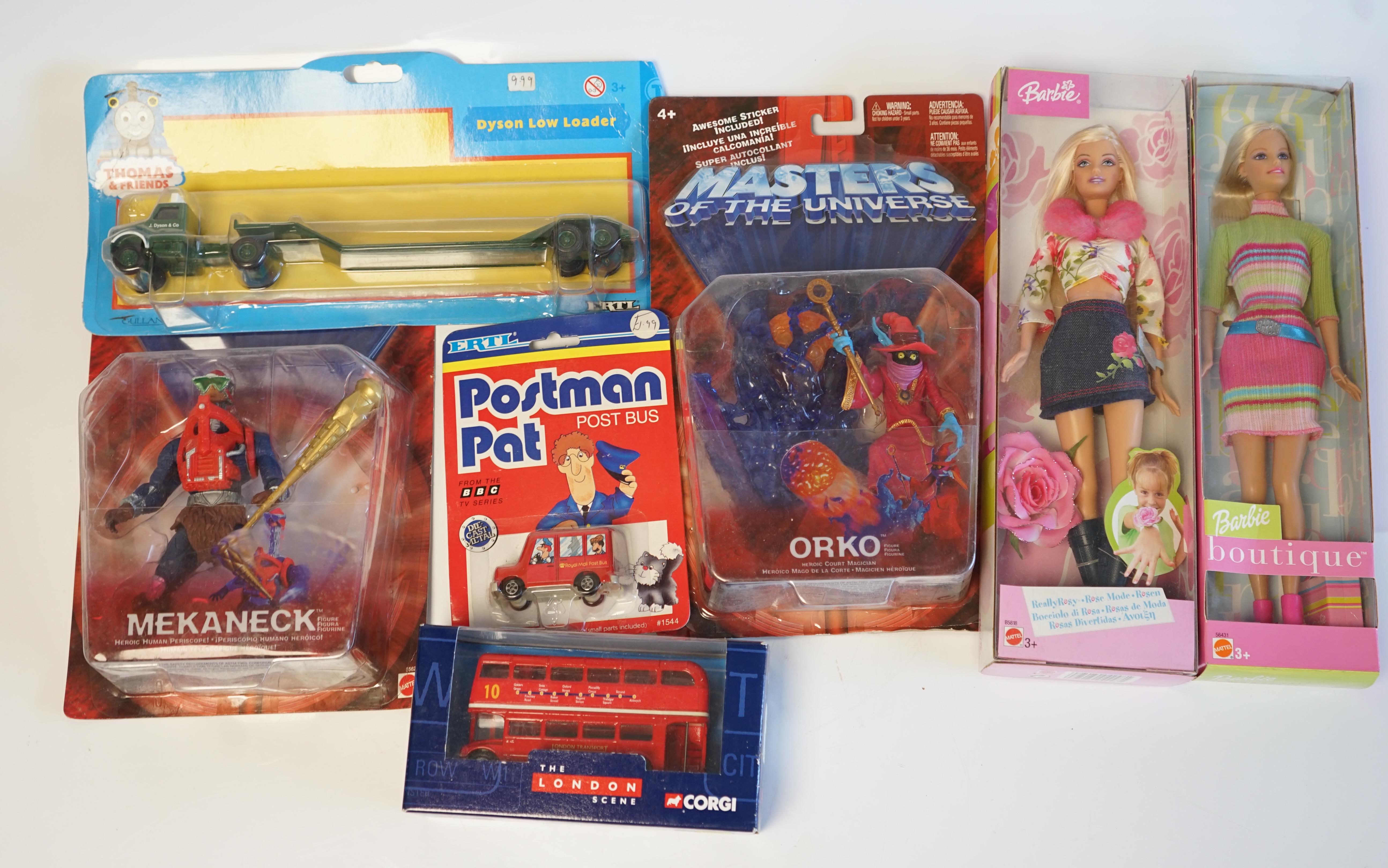 Forty six boxed diecast vehicles and play figures by Matchbox, Britains, EFE, Barbie, etc.